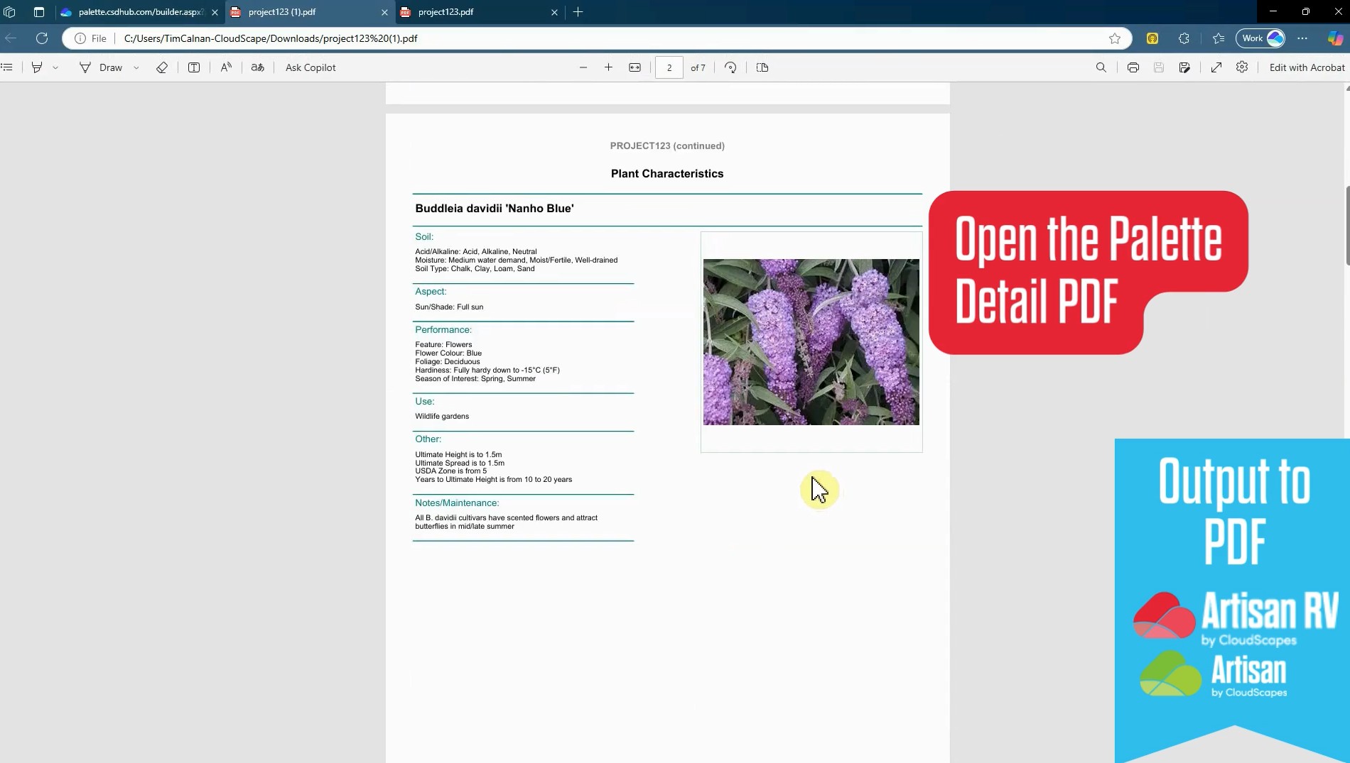 Cloud Clips Output Plant Palette to PDF